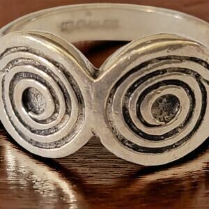 Vintage Ring - Sterling Silver Concentric Circles Boho Chic, Size 6.25
